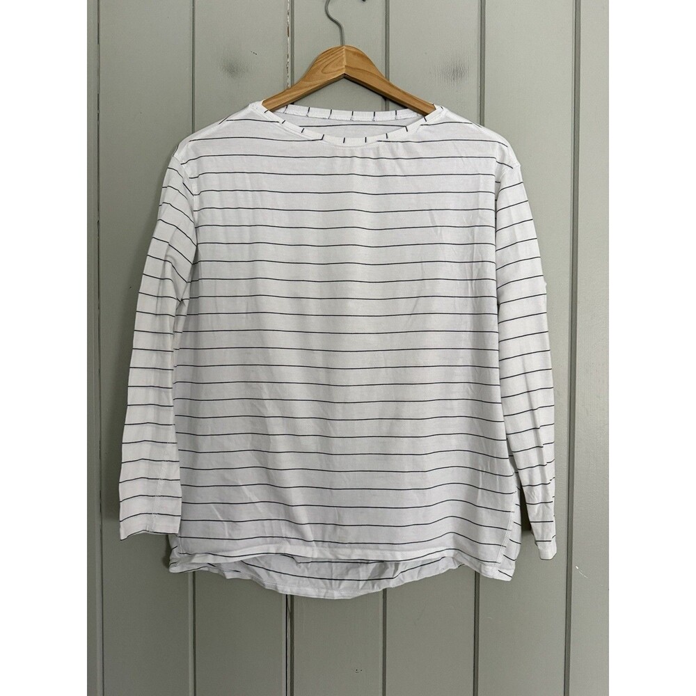 lululemon athletica White Long Sleeve Tee with Thin Black Stripes